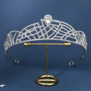 Elegant Bridal Wedding Tiara Alloy Rhinestone Flower Crown Teardrop Crystal Headpiece For Women Party Hair Accessories