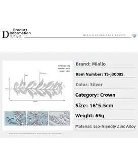 Detailed specs of bridal tiara with 16cm diameter and 5.5cm height silver rhinestone crown