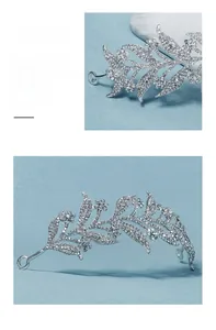 Macro view of silver wedding leaf headpiece with rhinestones and floral alloy details