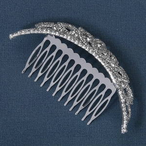 Peigne à cheveux élégant en forme de couronne strass argenté pour fêtes et spectacles de filles