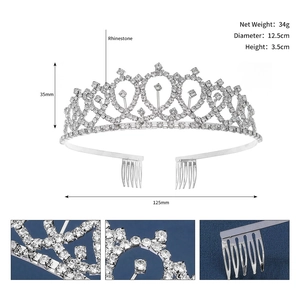 Detailed dimensions of silver bridal tiara showing 12.5cm diameter and 3.5cm height