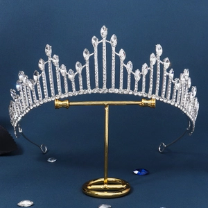 Couronne de Mariée Élégante en Alliage Avec Strass pour Femmes Diadème Argent Accessoires Cheveux Bijoux de Mariage