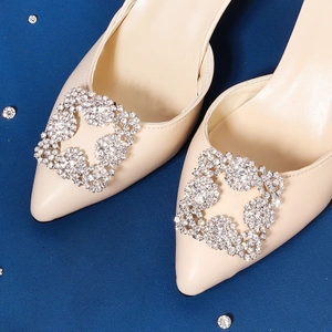 Luxury Square Sun Flower Rhinestone Shoe Clips Removable Shiny Crystal Wedding Shoe Buckle DIY Bridal Shoe Jewelry Decoration