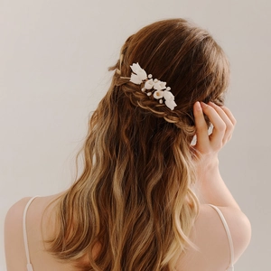 Peigne à Cheveux en Résine Fait à la Main Avec Imitation Künstliche Perle Cristal Or Floral Coiffe de Mariage pour Femmes Accessoires