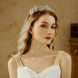 Couronne de Mariée Baroque Rétro Or Rose Tiara Strass Alliage Style Palais Accessoires Cheveux pour Mariage Anniversaire Fête Femme Bijoux