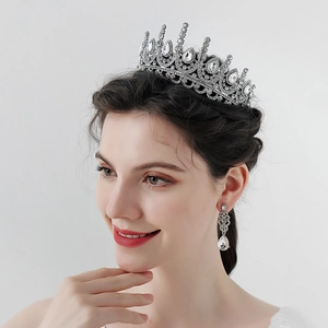Luxury Alloy Rhinestone Crown For Women Baroque Bridal Tiara Wedding Birthday Party Hair Accessories Shiny Crystal Headpiece
