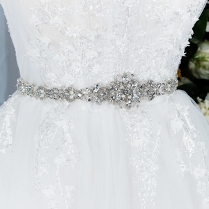 Luxury Rhinestone Artificial Pearl Bridal Belt Satin Ribbon Wedding Sash Handmade Crystal Flower Waist Dress Accessory For Women