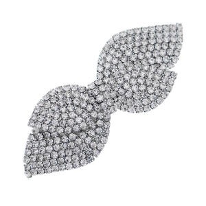 Luxury Rhinestone Bowknot Hair Clip Elegant Silver Copper Alloy Spring Clip For Wedding Bridal Party Women Hair Accessories