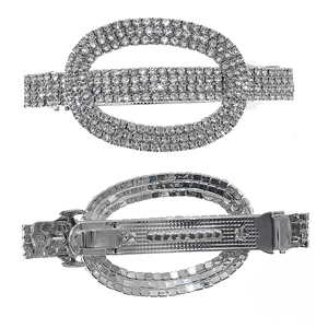 Elegant bridal hair clip with luxury sparkling rhinestones and a silver metal base