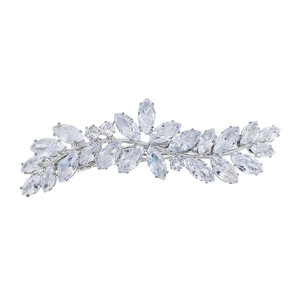 Sparkling marquise-cut zircon hair clip with silver vine design for wedding and party