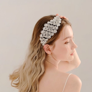Vintage Alloy Rhinestone Bridal Hair Comb Artificial Pearl Elegant Wedding Party Women Headpiece Hair Accessories Silver
