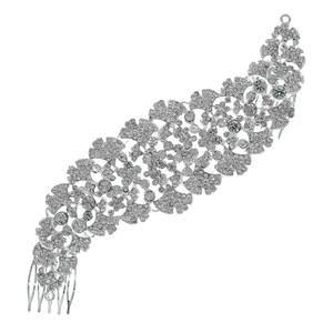 Elegant silver ginkgo leaf hair comb with rhinestones for bridal wedding hairstyles