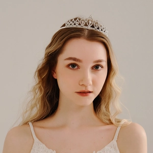 Elegant Alloy Rhinestone Birthday Crown Tiara For Bridal Wedding Party Kids Performance Silver Hollow Out Hair Comb Accessories
