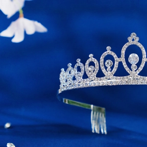 Elegant silver rhinestone tiara hair comb with sparkling crystals for bridal hair styling