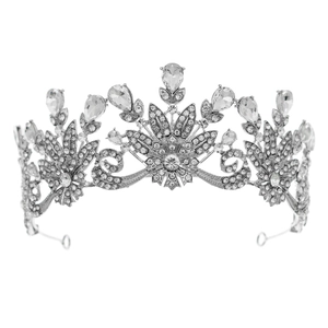 Elegant silver bridal tiara with sparkling crystal rhinestones for wedding ceremonies