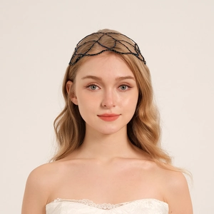 Luxurious handmade rhinestone mesh headband for weddings and elegant evening parties