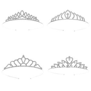 Minimalist Silver Rhinestone Crown Tiara For Women Kids Wedding Birthday Party Elegant Alloy Bridal Headband Hair Accessories