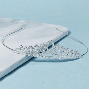 Elegant silver tiara with rhinestones for weddings, bridal hair accessories for girls