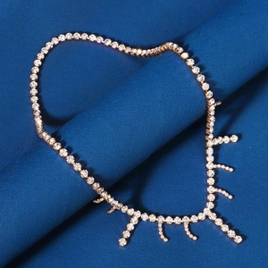 Bohemian gold layered head chain with sparkling rhinestones in a luxury fringe design