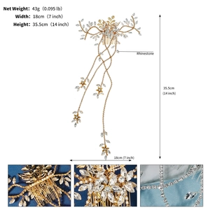 Macro details of bridal rhinestone hair comb showing back structure and crystal setting