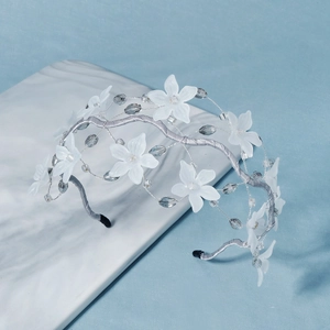 Handmade Mesh Acrylic Flower Rhinestone Headband Photography Performance Princess Hair Hoop For Kids Women Accessories