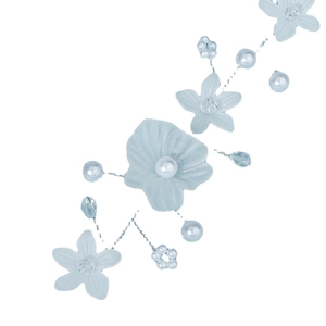 Serre-tête fleur bleu clair avec perles et cristaux pour cheveux de mariée enfant