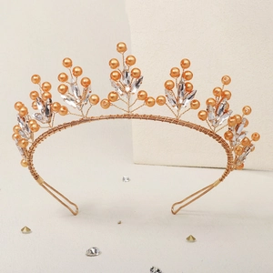 Serre-Tête Couronne En Alliage Künstliche Perles D'Imitation Et Strass Pour Enfants Filles Mariage Fête Accessoires Cheveux Tiare Élégante