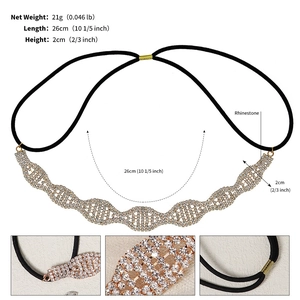 Vista dettagliata della fascia di strass da 26 cm con specifiche dimensionali ed elastico