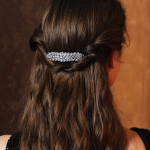Pince à Cheveux Élégante en Alliage avec Strass Hexagone Géométrique Accessoire de Mode pour Femme Mariage Fête Cadeau