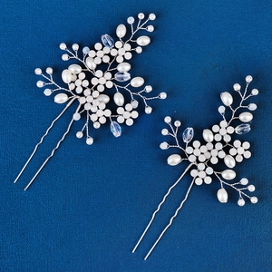 Épingles à cheveux de mariée avec perles blanches et cristaux pour coiffure de mariage