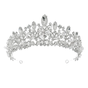 Elegant bridal crown with sparkling crystals and rhinestones for minimalist wedding style