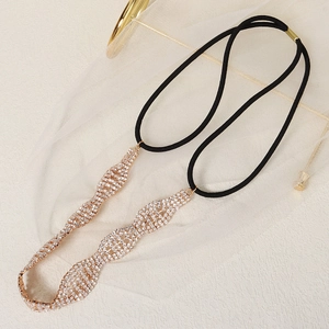 Elegante fascia per capelli da sposa con strass ondulati, base dorata ed elastico