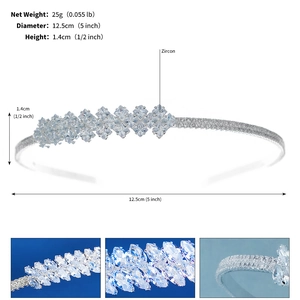 Macro detail showing zircon inlay and precise dimensions of this silver bridal headband