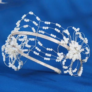 Vintage European Style Crystal Flower Crown Headband Handmade Beaded Mesh Bridal Headpiece For Wedding Party Women Jewelry