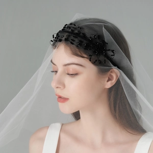 Handmade Beaded Flower Bridal Headband Vintage Crystal Imitation Artificial Pearl Hair Hoop Wedding Banquet Women Hair Accessory