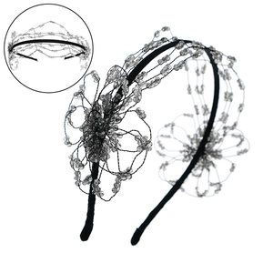 Handmade crystal flower crown headband with transparent beads for bridal wedding hair