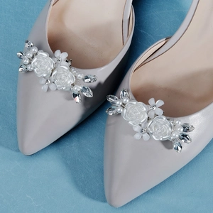 Clip per Scarpe da Sposa di Lusso Con Decorazione Floreale di Strass e Künstliche Perle Fibbia in Camelia Fatta a Mano per Matrimonio Donna