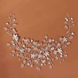 Luxurious handmade silver bridal hair vine with sparkling crystals and rhinestones for weddings