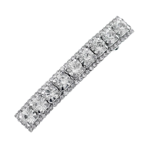 Luxurious rectangular spring hair clip with sparkling rhinestones and silver metal base