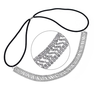 Sparkling crystal rhinestone elastic headband with luxury wavy pattern for bridal hair