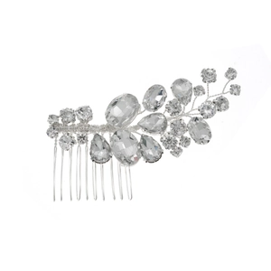 Handmade silver bridal hair comb with sparkling crystals and rhinestones for wedding styling
