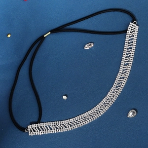 Luxury Rhinestone Elastic Headband For Women Vintage Silver Wave Pattern Crystal Hair Band Wedding Party Bridal Hair Accessory
