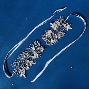 Handmade Bridal Hair Vine Crystal Faux Artificial Pearl Alloy Leaf Rhinestone Wedding Headband For Brides Bridesmaids Women Party