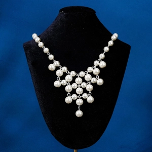 Collier Ras Du Cou Élégant Multicouche En Künstliche Perles D'imitation Alliage Argenté Bijoux De Mariage Pour Femmes Cadeau De Fête