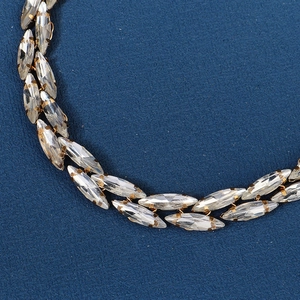 Elegant bridal double-row marquise-cut crystal belt with a refined golden finish