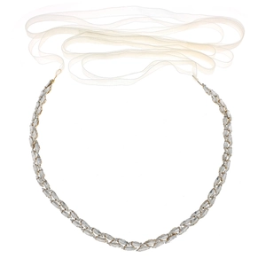 Exquisite bridal crystal belt with double-row marquise rhinestones and ivory organza ribbons