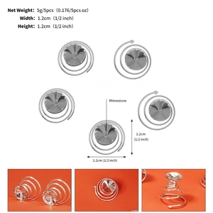 Detailansicht von 5er Set silbernen Spiral-Haarspangen mit glänzendem Rhinestone-Inlay