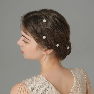 Épingles à Cheveux Spirale en Künstliche Perle d'Imitation Strass Alliage d'Argent Bijoux de Tête pour Mariée Mariage Femme Quotidien