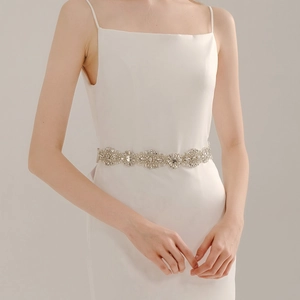 Handgefertigte Strass Künstliche Perlen Brautschärpe Hochzeitsgürtel Luxus Satinband Blumen Waistband Für Kleider Damen Schmuck