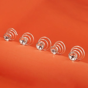 5er-Set silberne Spiral-Haarnadeln mit funkelnden Strasssteinen für das Haarstyling